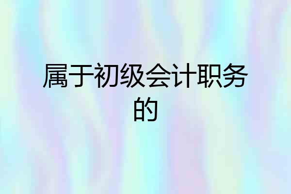 属于初级会计职务的
