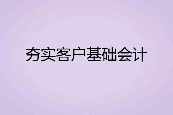 夯实客户基础会计