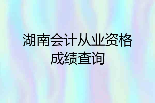 湖南会计从业资格成绩查询