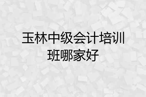 玉林中级会计培训班哪家好