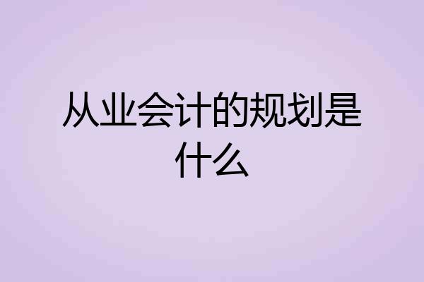 从业会计的规划是什么