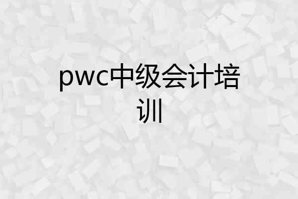 pwc中级会计培训