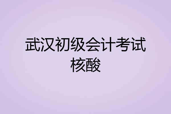 武汉初级会计考试核酸