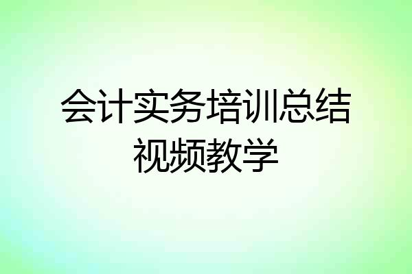 会计实务培训总结视频教学