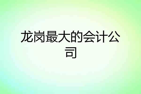 龙岗最大的会计公司