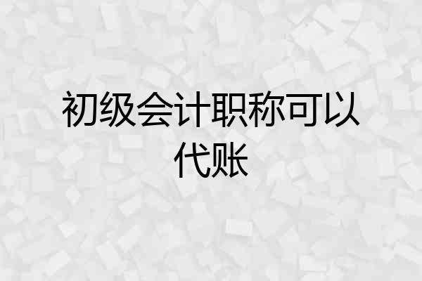 初级会计职称可以代账