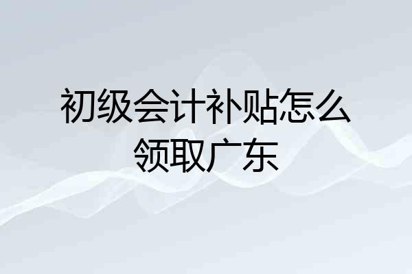 初级会计补贴怎么领取广东