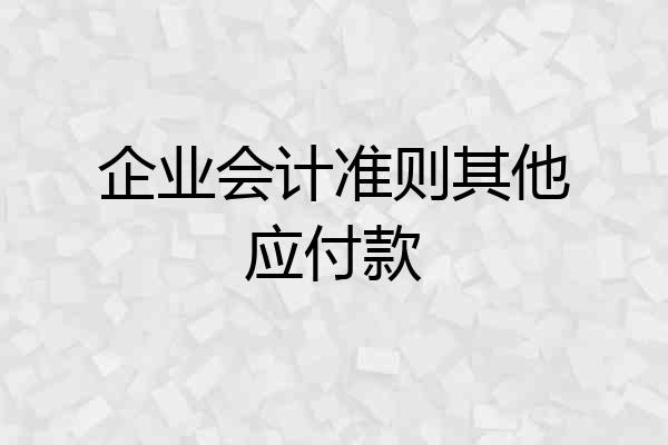 企业会计准则其他应付款