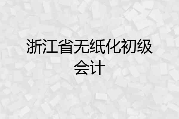 浙江省无纸化初级会计
