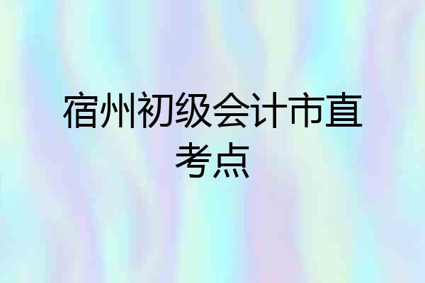 宿州初级会计市直考点