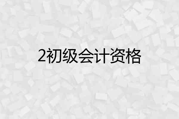 2初级会计资格