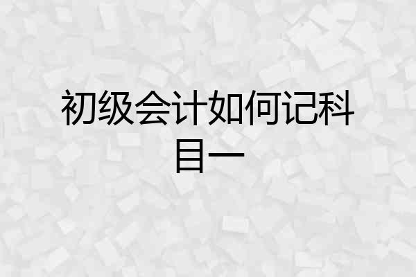 初级会计如何记科目一