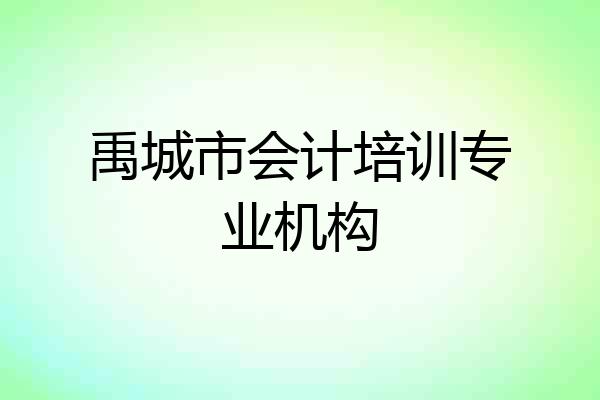 禹城市会计培训专业机构