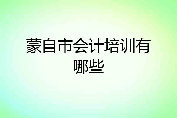 蒙自市会计培训有哪些