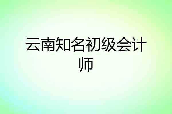 云南知名初级会计师