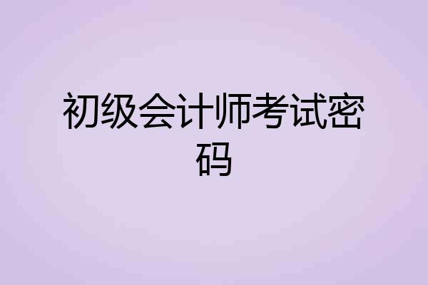 初级会计师考试密码