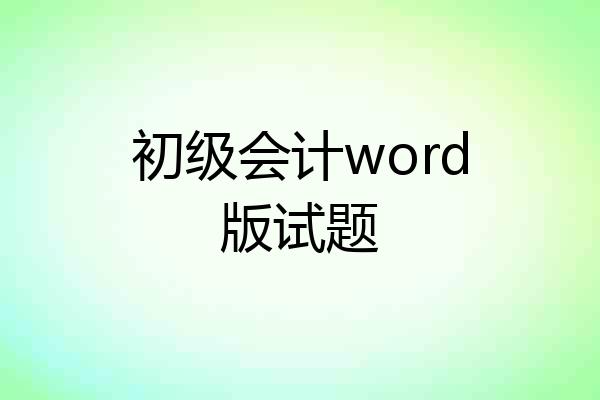 初级会计word版试题