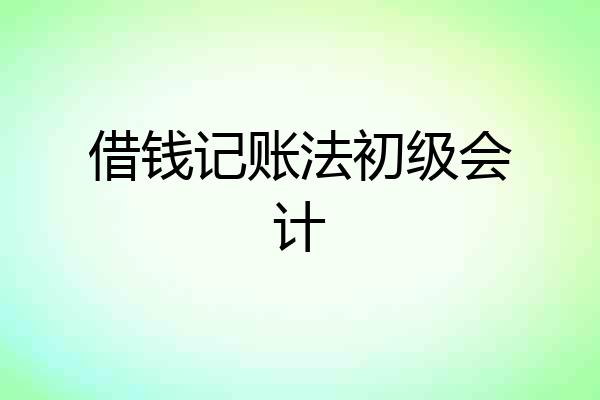 借钱记账法初级会计