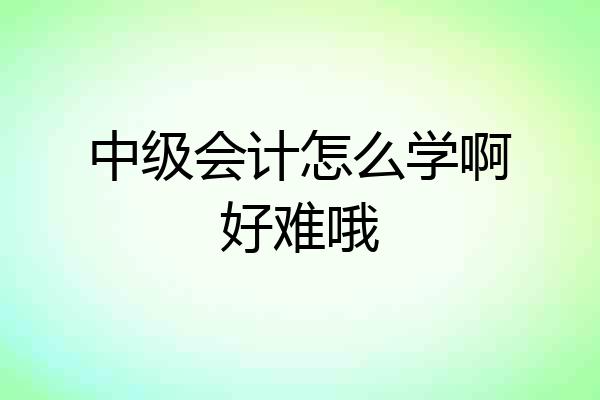 中级会计怎么学啊好难哦