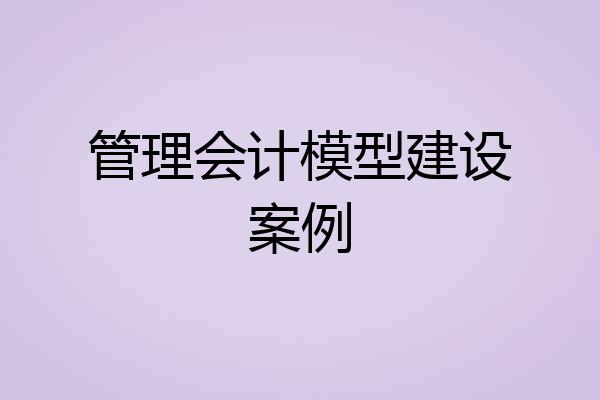 管理会计模型建设案例