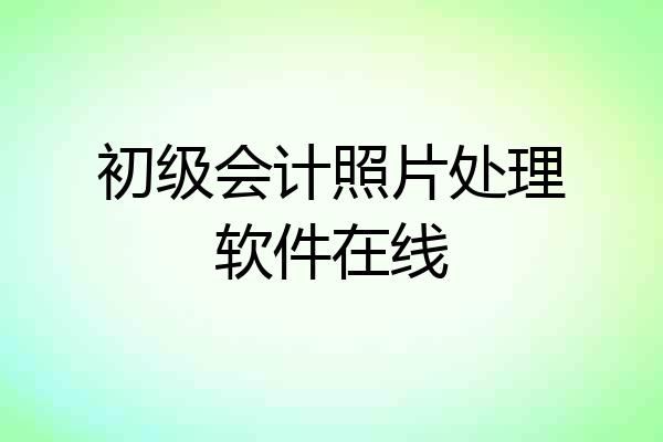 初级会计照片处理软件在线