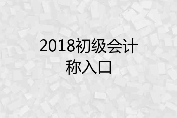 2018初级会计称入口