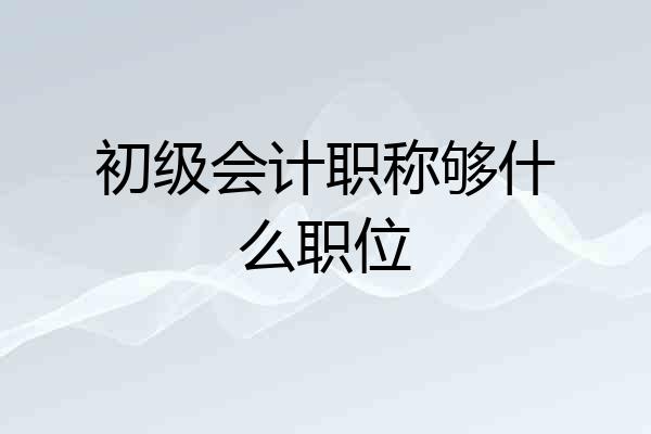 初级会计职称够什么职位