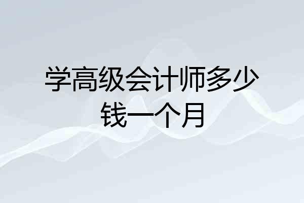 学高级会计师多少钱一个月