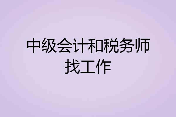 中级会计和税务师找工作