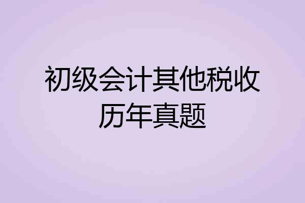 初级会计其他税收历年真题