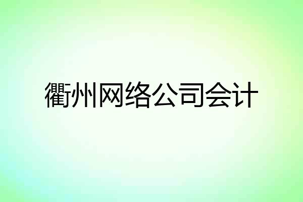 衢州网络公司会计