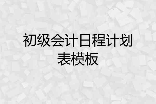 初级会计日程计划表模板
