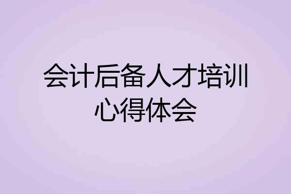 会计后备人才培训心得体会