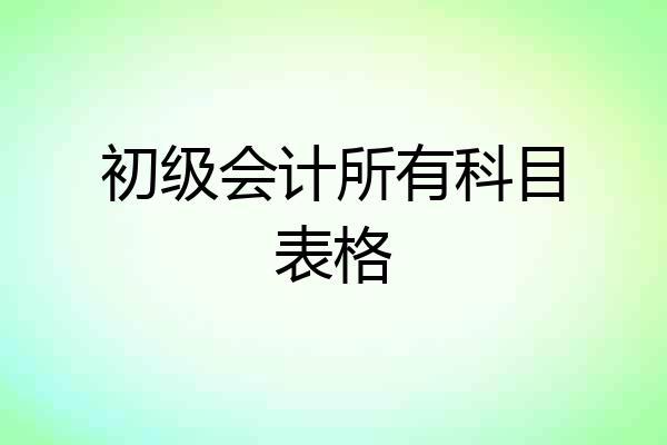 初级会计所有科目表格