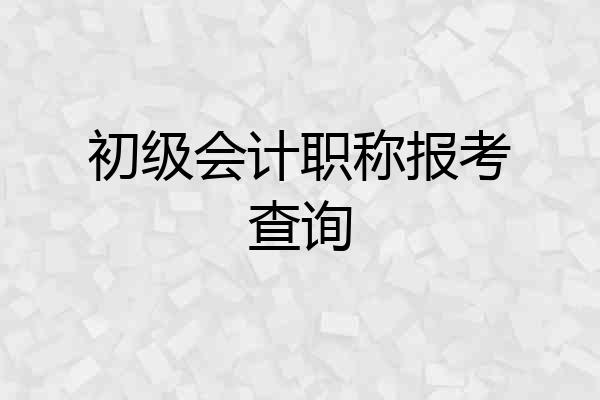 初级会计职称报考查询