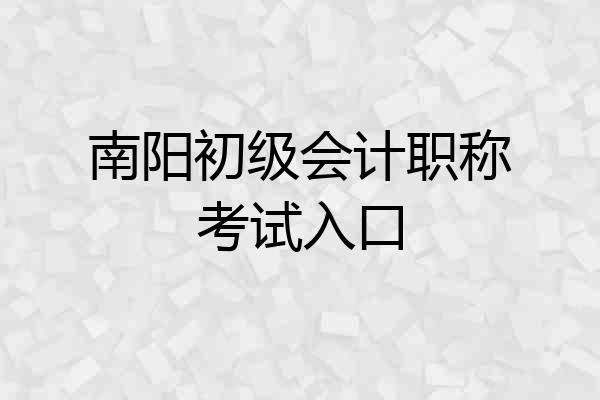 南阳初级会计职称考试入口
