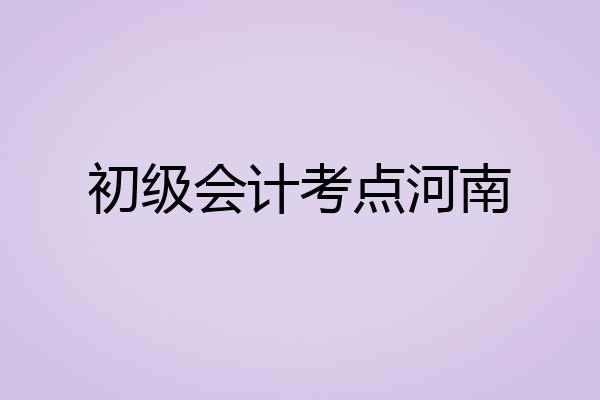 初级会计考点河南