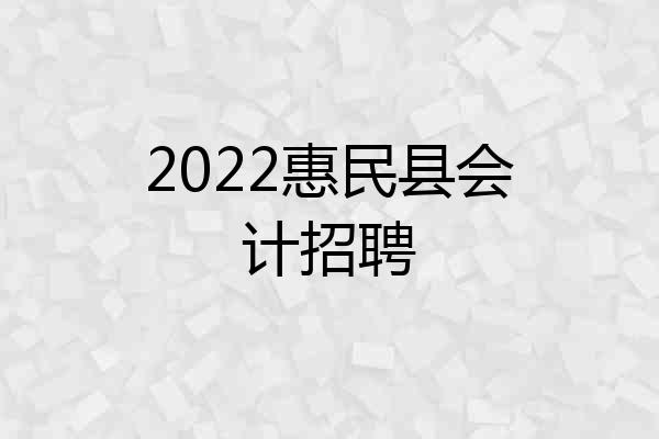 2022惠民县会计招聘