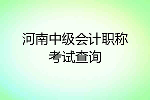 河南中级会计职称考试查询
