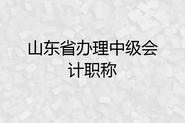 山东省办理中级会计职称