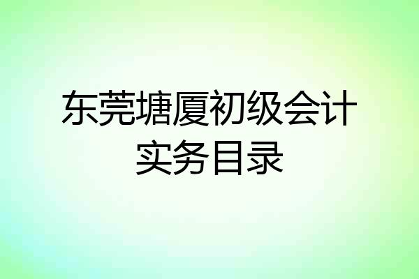 东莞塘厦初级会计实务目录