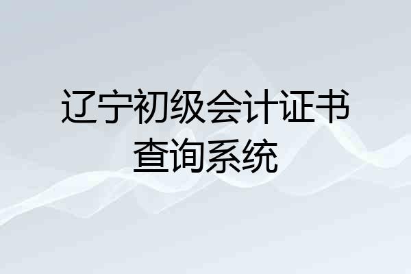 辽宁初级会计证书查询系统