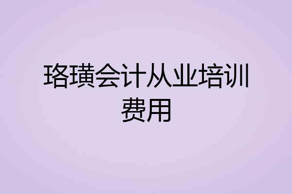 珞璜会计从业培训费用