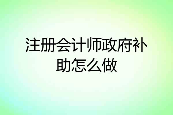 注册会计师政府补助怎么做