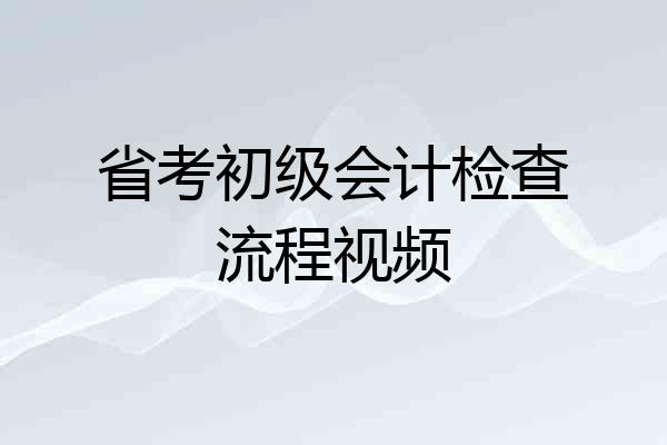省考初级会计检查流程视频