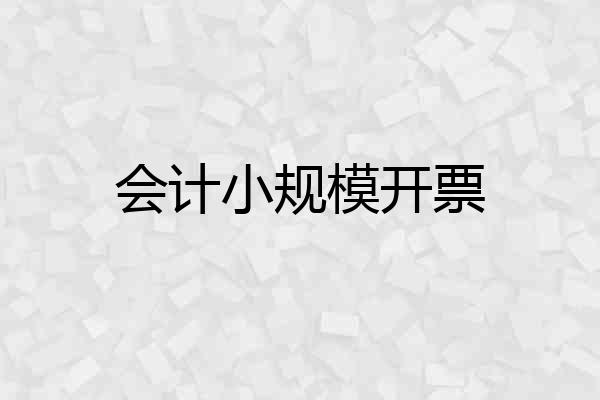 会计小规模开票