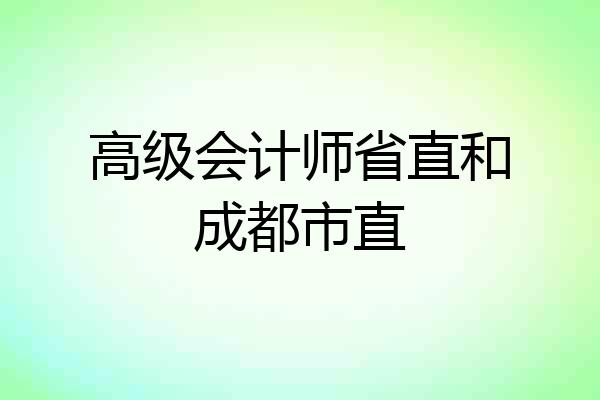 高级会计师省直和成都市直