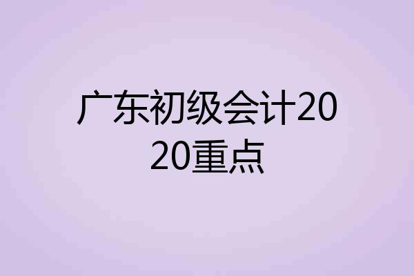 广东初级会计2020重点