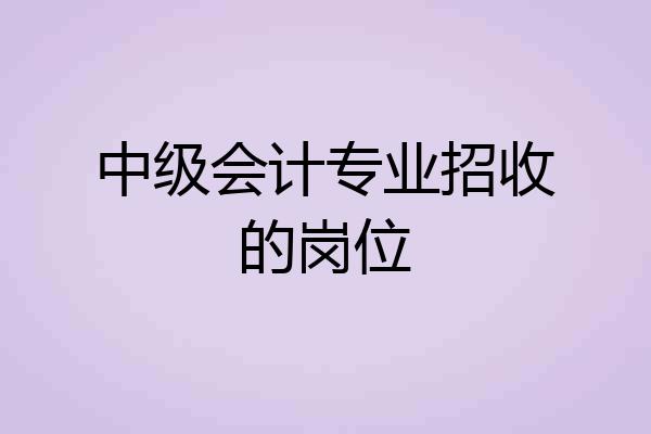 中级会计专业招收的岗位