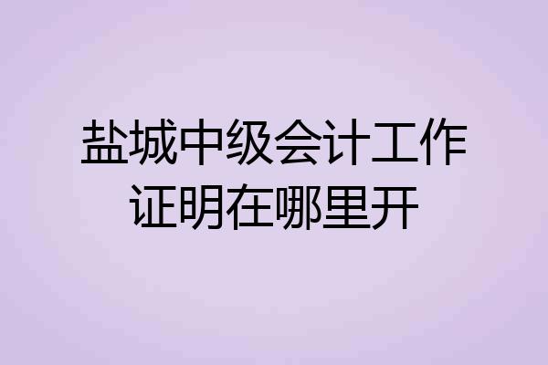 盐城中级会计工作证明在哪里开